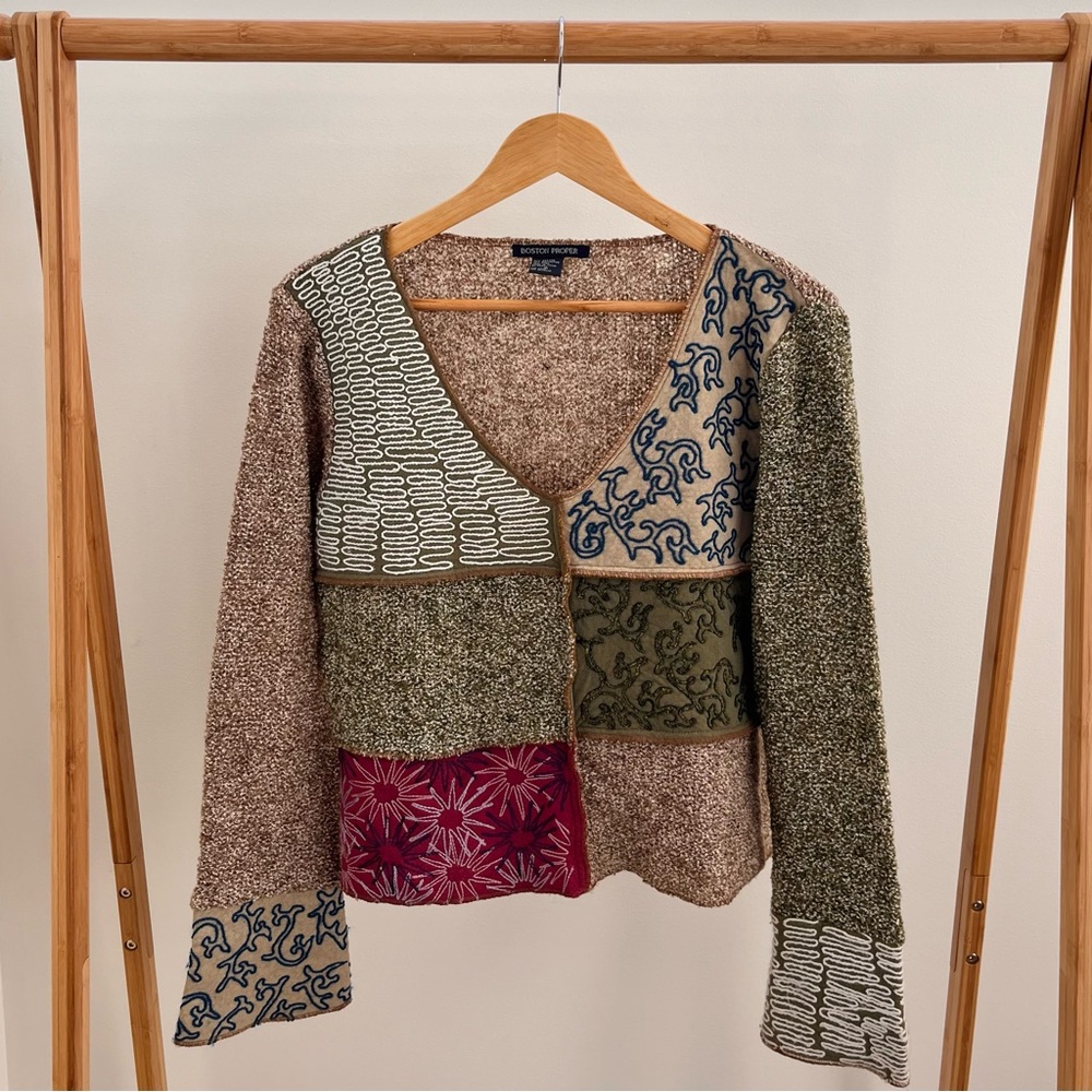 Boston Proper vintage patchwork sweater / top / shirt !! Hippy vibes